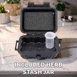 5.75" Smell Proof Hard Stash Case for Pipes, Vape & Accessories – Waterproof Crushproof Travel Box with Foam Interior & Herb Stash Jar