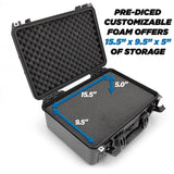 CLOUD/TEN 18" Smell Proof Hard Travel Case with Padlock Rings and Customizable Foam - Fits Accessories up to 15.5" x 9.5" x 5"